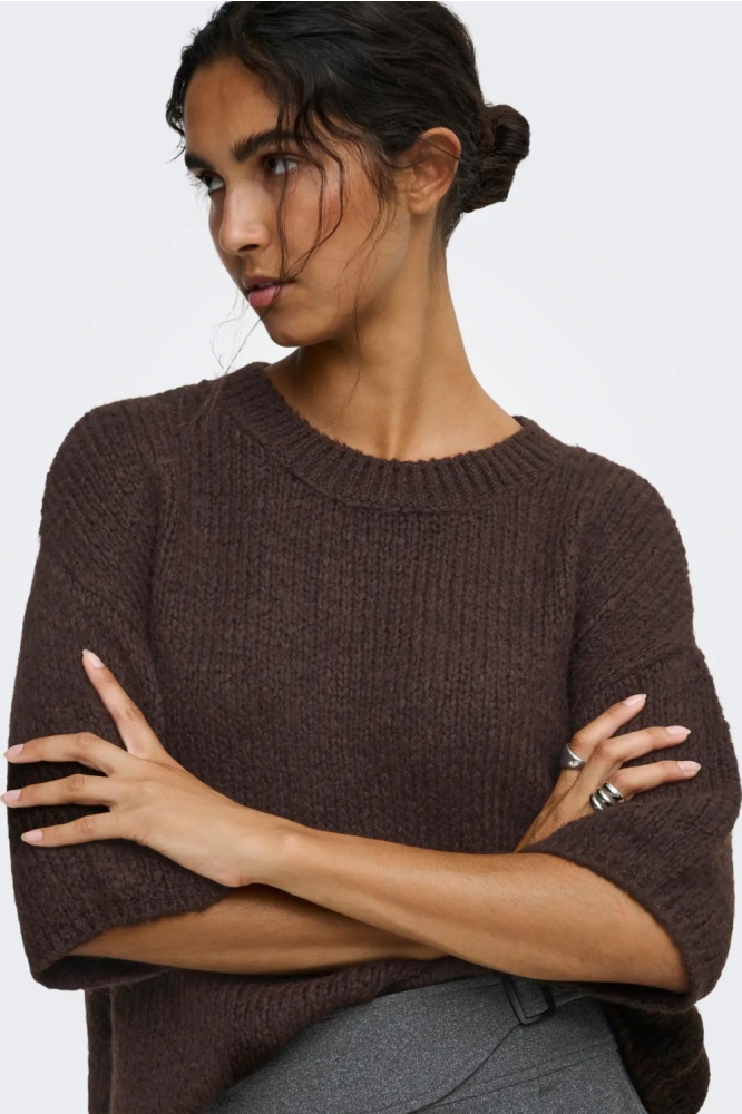 Jacqueline de Yong bruine dames trui | Model vooraanzicht