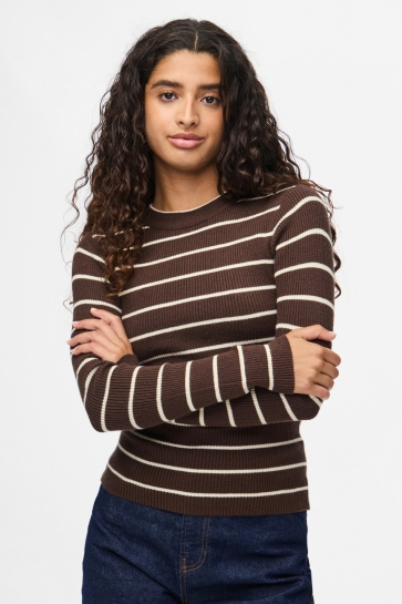 Pieces Trui PCMIRA NEW LS O-NECK KNIT NOOS BC 17158955 HOT FUDGE/BIRCH NARROW