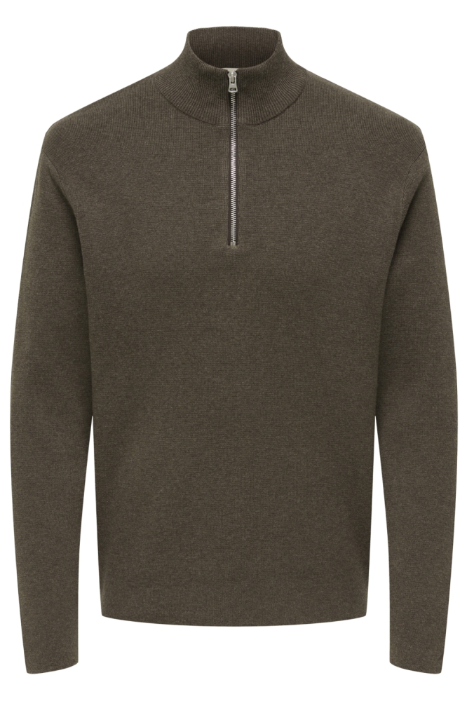 Only & Sons bruine heren trui | Vooraanzicht