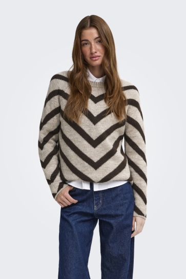 Only Trui ONLELIZA L/S PULLOVER KNT NOOS 15191792 String/Coffee Bean