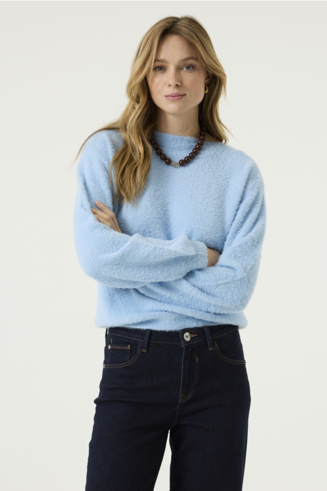 Garcia blauwe dames trui | Model vooraanzicht