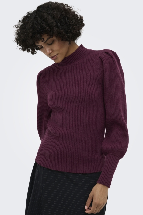 Only bordeaux dames trui | Model vooraanzicht