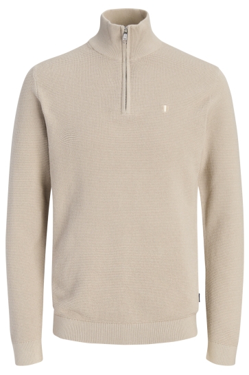 Jack & Jones Trui JPRBLURYAN KNIT HALF ZIP 12300876 Plaza Taupe