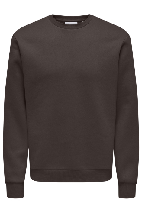 Only & Sons bruine heren sweater | Vooraanzicht