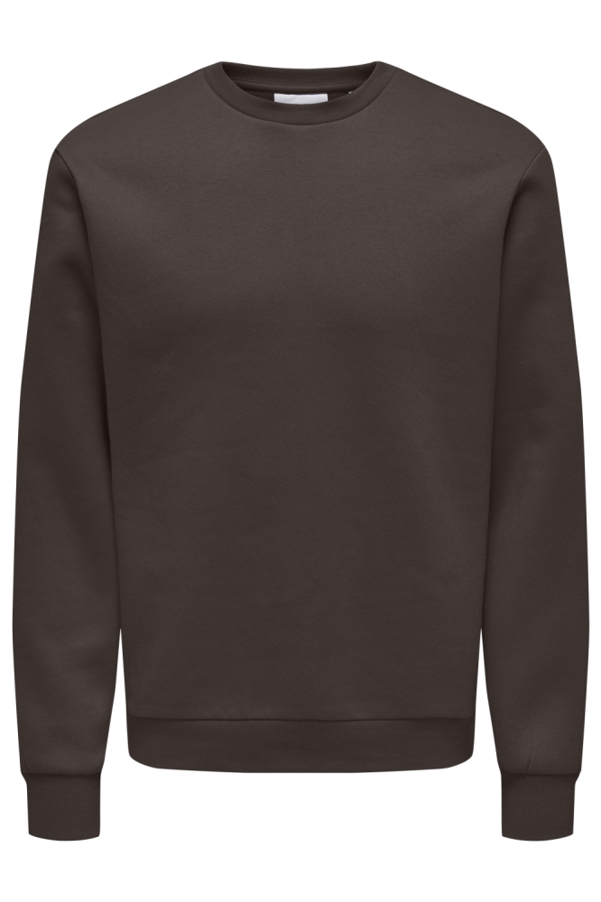 Only & Sons bruine heren sweater | Vooraanzicht
