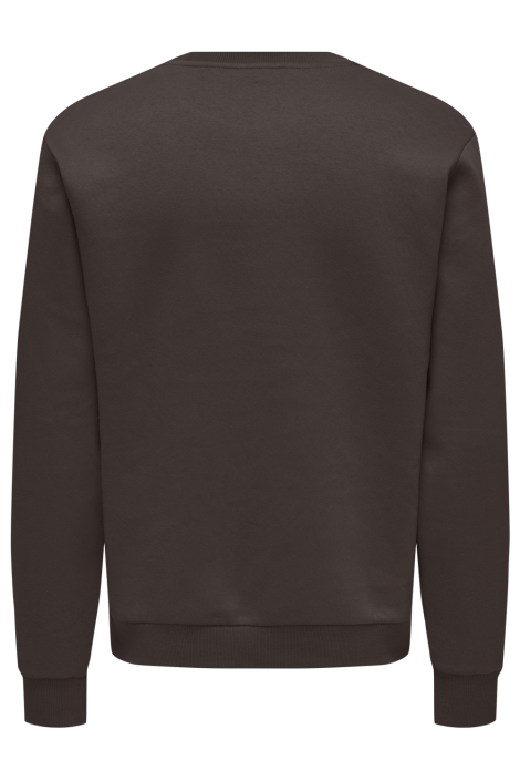 Only & Sons bruine heren sweater | Achteraanzicht