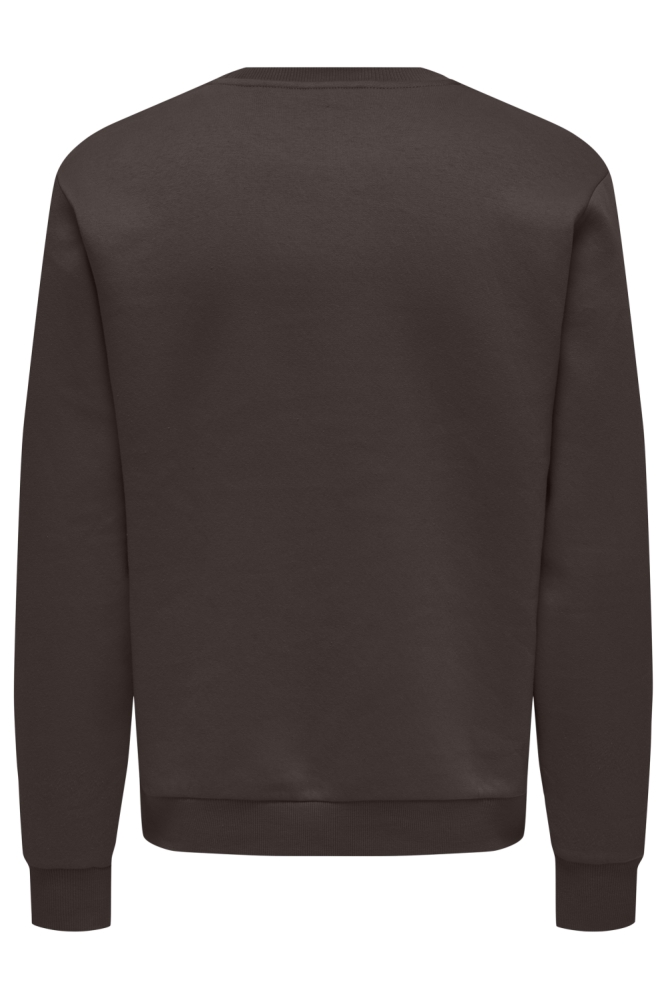 Only & Sons bruine heren sweater | Achteraanzicht