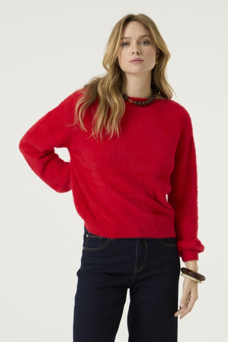 Garcia rode dames trui | Model vooraanzicht