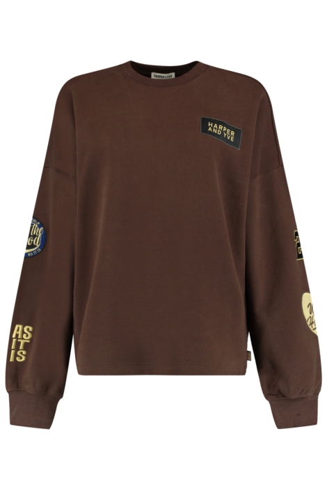 Harper & Yve bruine dames sweater | Vooraanzicht