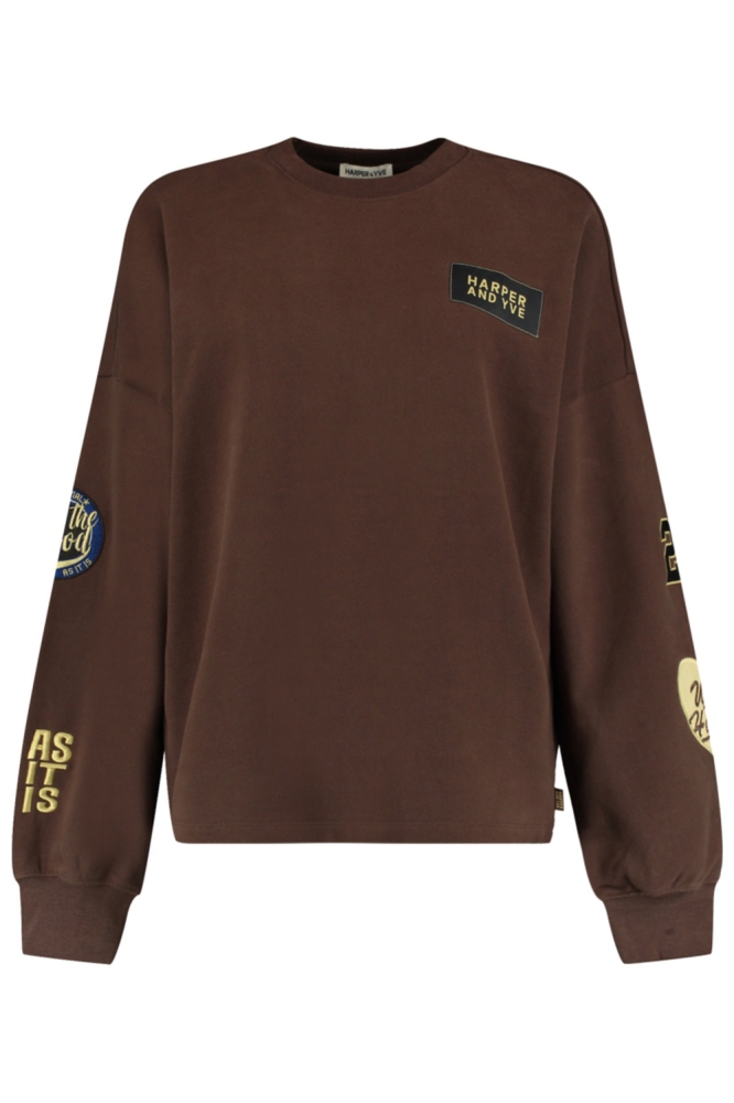 Harper & Yve bruine dames sweater | Vooraanzicht