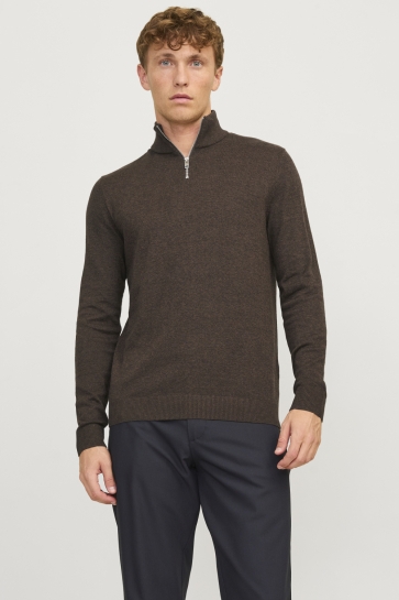 Jack & Jones Trui JJEEMIL KNIT HALF ZIP NOOS 12189339 Mulch/ TWIST