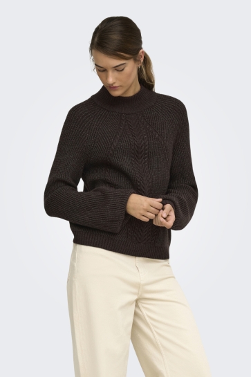 Only Trui ONLKATIA LS DETAIL HIGHNECK NOOS KN 15324678 Chocolate Torte/Melange