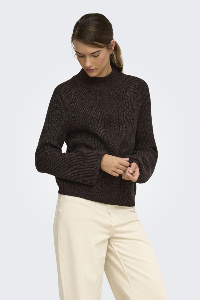 Only bruine dames trui | Model vooraanzicht