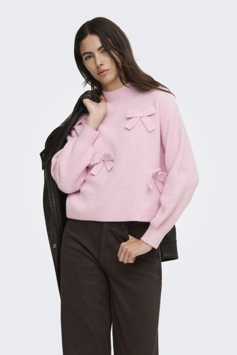 Only roze dames trui | Model vooraanzicht