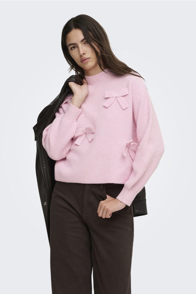 Only roze dames trui | Model vooraanzicht