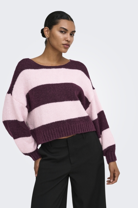 Only bordeaux dames trui | Model vooraanzicht