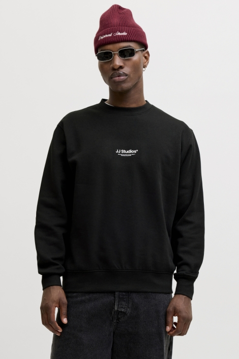 Jack & Jones zwarte heren sweater | Model vooraanzicht