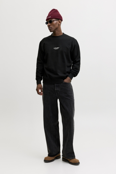 Jack & Jones zwarte heren sweater | Model vooraanzicht