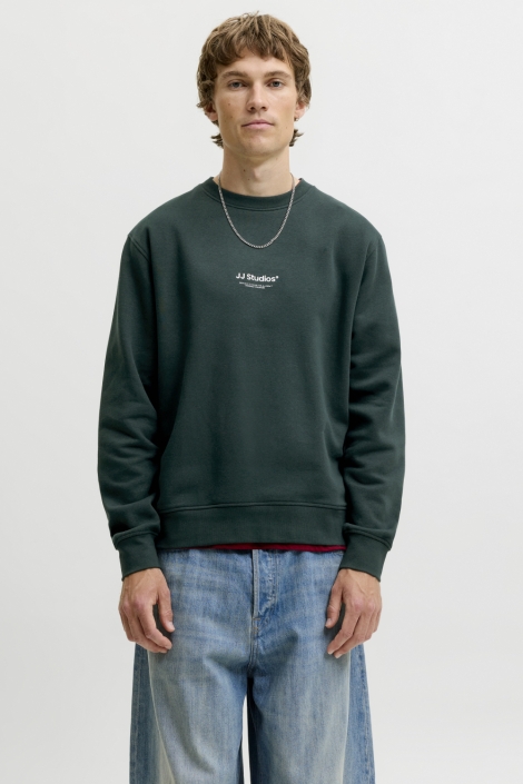 Jack & Jones groene heren sweater | Model vooraanzicht