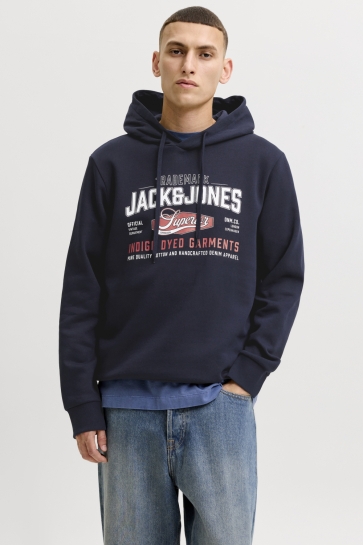 Jack & Jones sweater JJELOGO SWEAT HOOD 2 COL AW26 SN 12299467 NAVY BLAZER