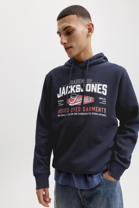 Jack & Jones blauwe heren sweater | Model vooraanzicht