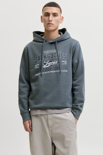 Jack & Jones jjelogo sweat hood 2 col aw26 sn Grijs