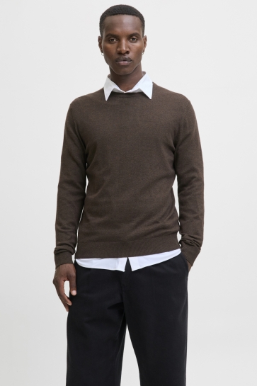 Jack & Jones Trui JJEEMIL KNIT CREW NECK NOOS 12208364 MULCH/TWIST