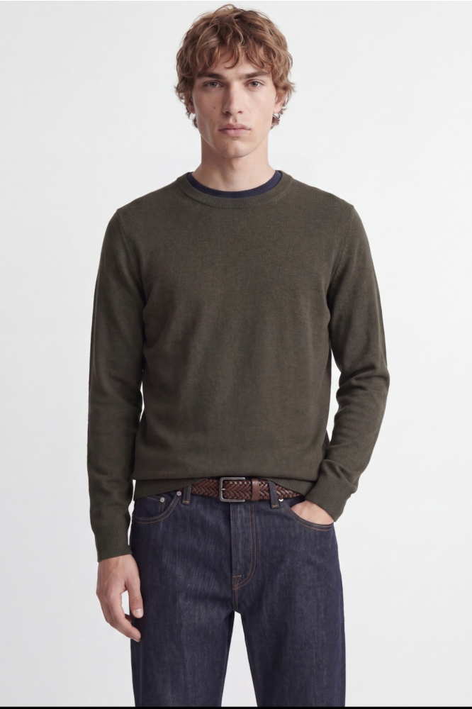 Jack & Jones groene heren trui | Model vooraanzicht