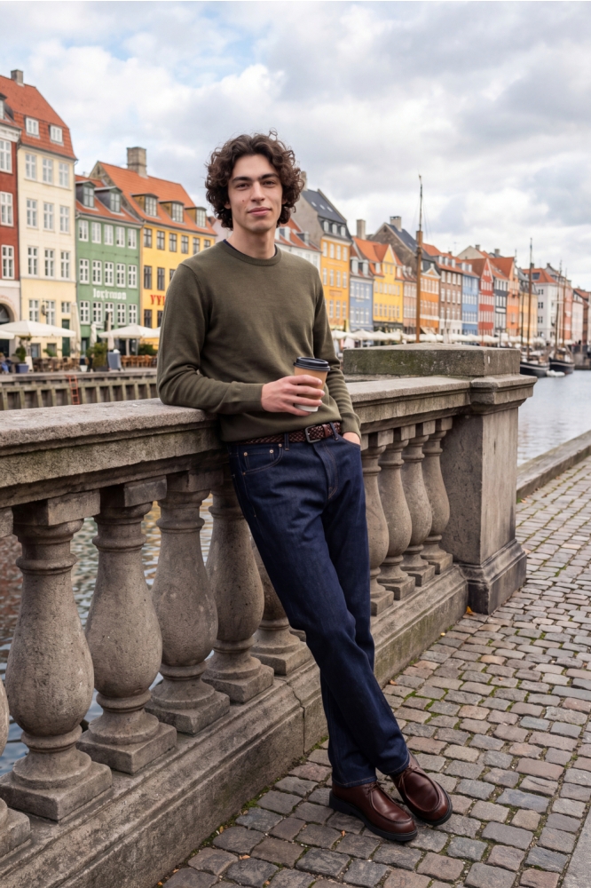 Jack & Jones groene heren trui | Sfeerbeeld, In situatie