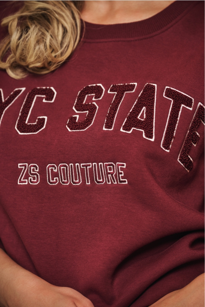 Zoso bordeaux dames sweater | Close up