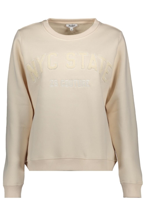 Zoso ecru dames sweater | Vooraanzicht