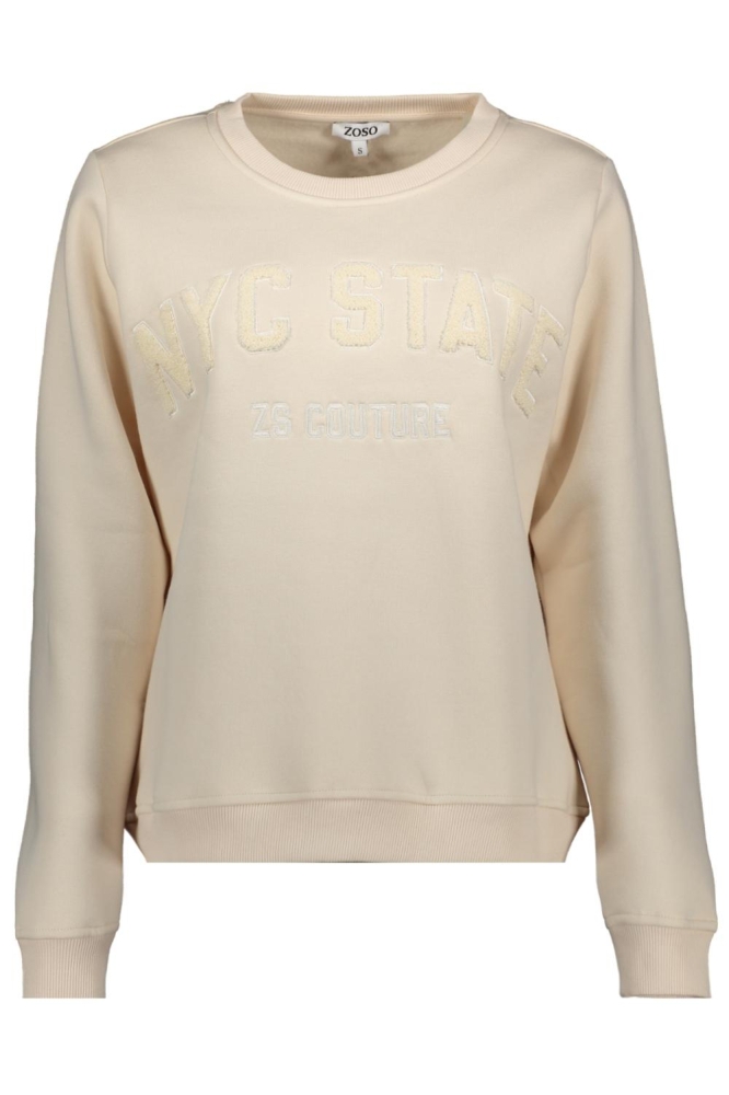 Zoso ecru dames sweater | Vooraanzicht