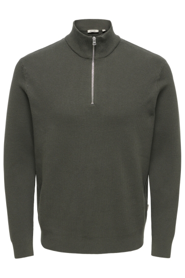 Only & Sons Trui ONSPHIL REG 12 STRUC HALF ZIP KNIT 22023210 Beluga