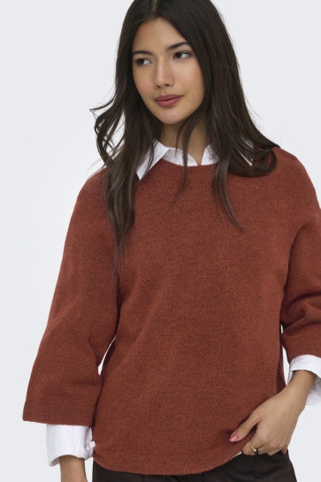 Only onlsimoni 3/4 pullover knt noos Cognac