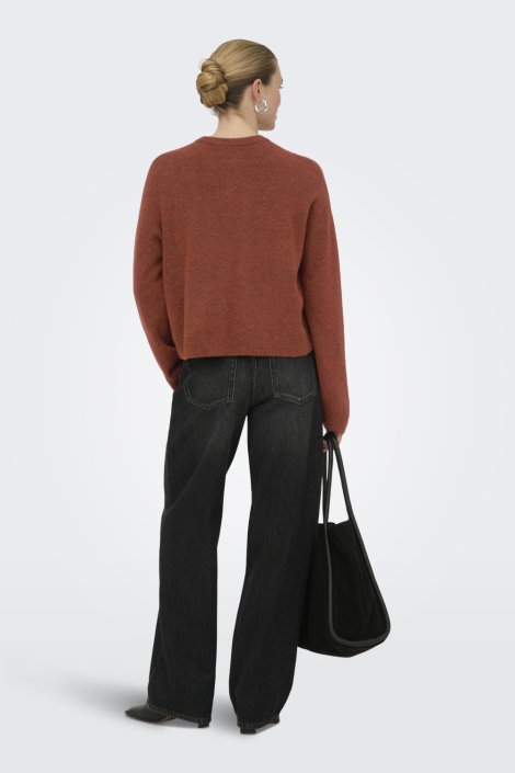 Only cognac dames trui | Model achteraanzicht