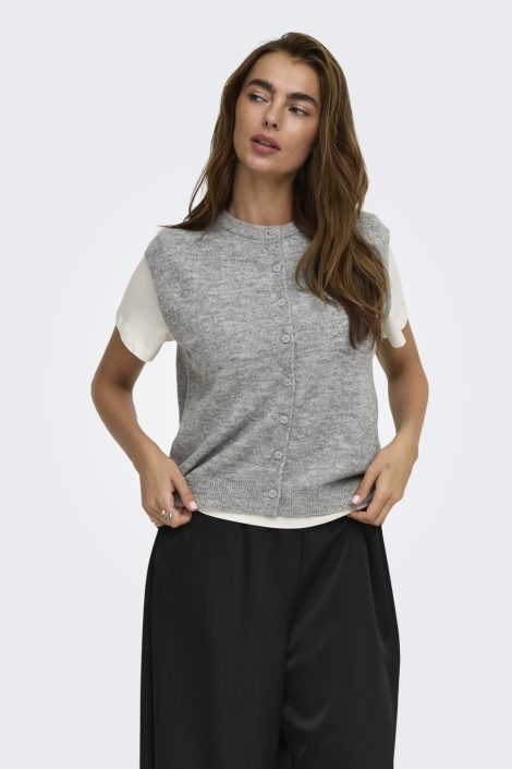 Only grijze dames gilet | Model vooraanzicht