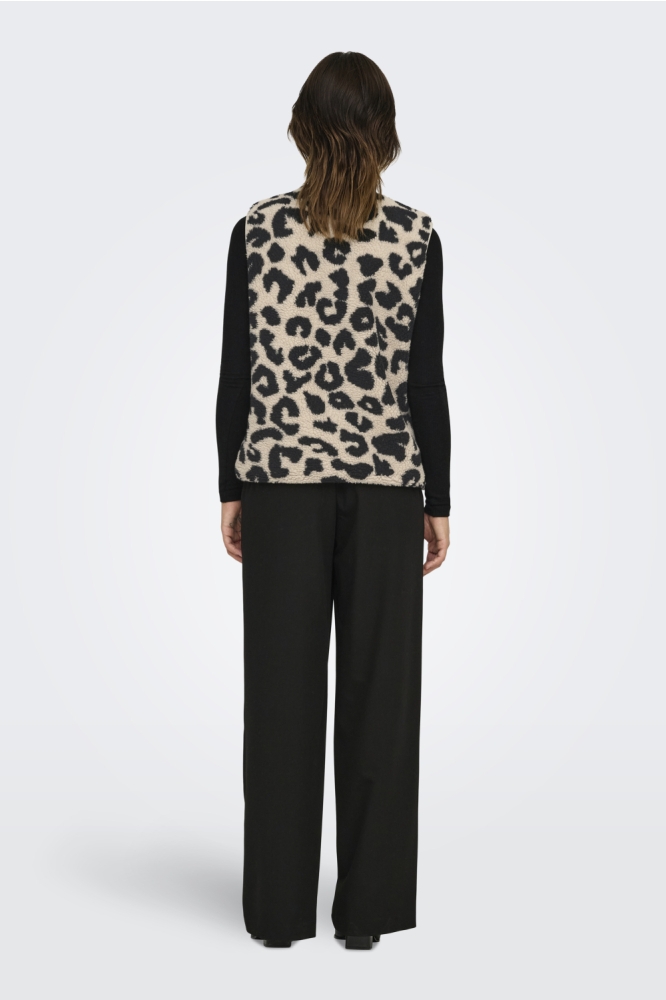 Only beige dames gilet | Model achteraanzicht
