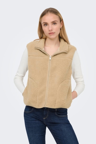 Only Vest ONLBABY TEDDY HIGH ZIP VEST PNT NOO 15379000 Cornstalk