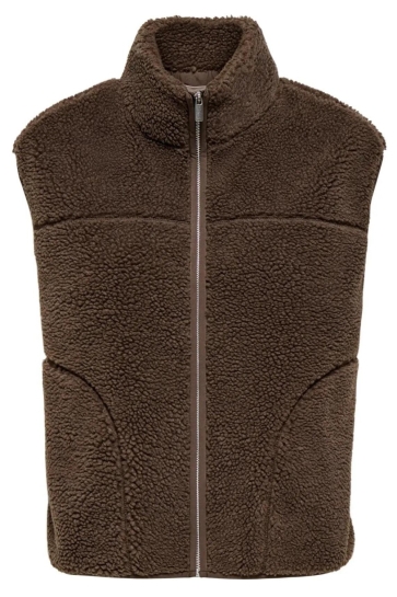Only Gilet ONLBABY TEDDY HIGH ZIP VEST PNT NOO 15379000 Chocolate Martini