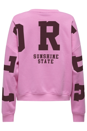 Only sweater ONLSWEAT L/S BACK/SLEEVE PRINT SWT 15356793 Fuchsia Pink/FIG FLORIDA PRINT