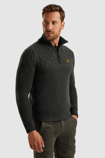 PME legend half zip collar cotton mix yarn Groen