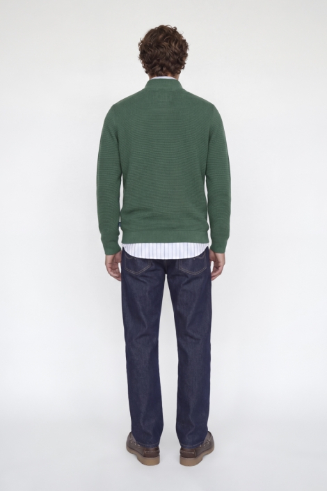 Jack & Jones groene heren trui | Model achteraanzicht