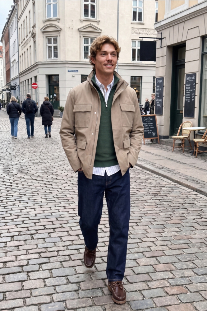 Jack & Jones groene heren trui | Sfeerbeeld, In situatie