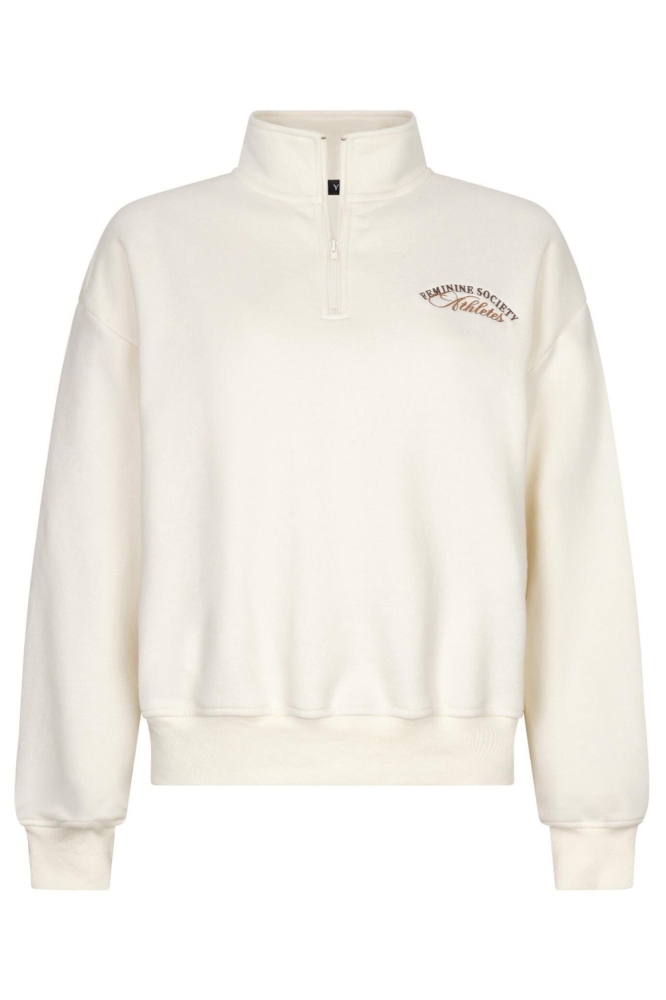 Ydence ecru dames sweater | Vooraanzicht