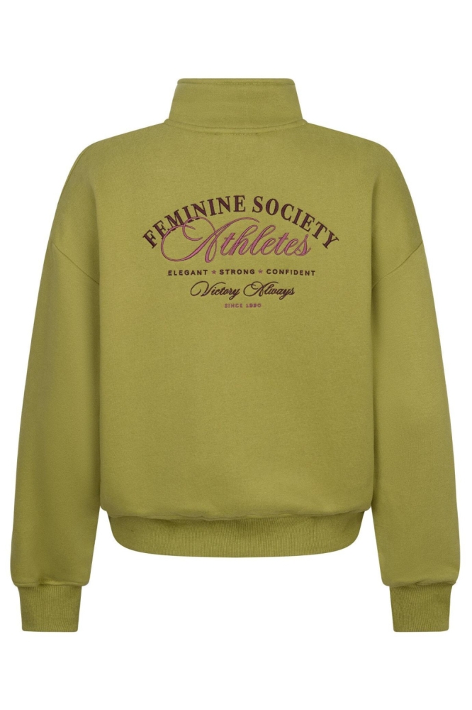 Ydence groene dames sweater | Achteraanzicht