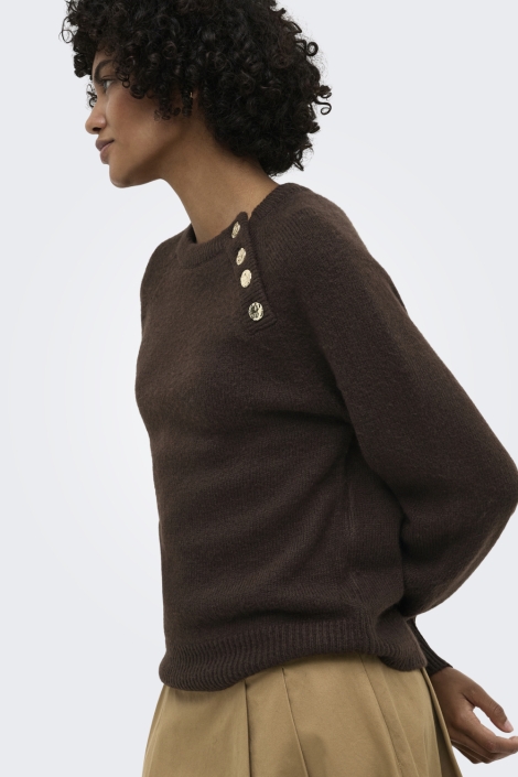 Only bruine dames trui | Model zijaanzicht