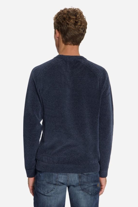 NO-EXCESS blauwe heren trui | Model achteraanzicht