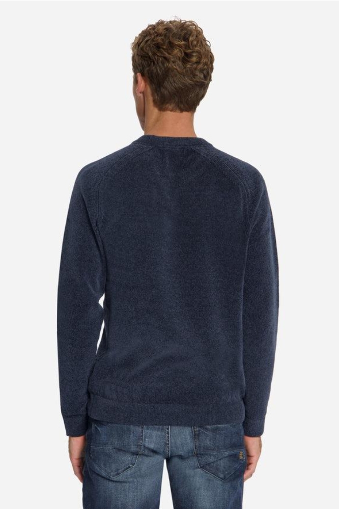 NO-EXCESS blauwe heren trui | Model achteraanzicht