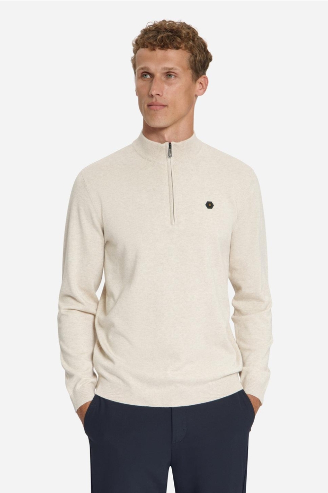 NO-EXCESS beige heren trui | Model vooraanzicht