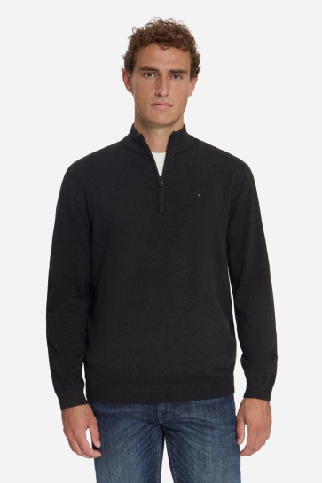 NO-EXCESS Trui MELANGE HALF ZIP TRU 33210895SN 042 Dark Brown